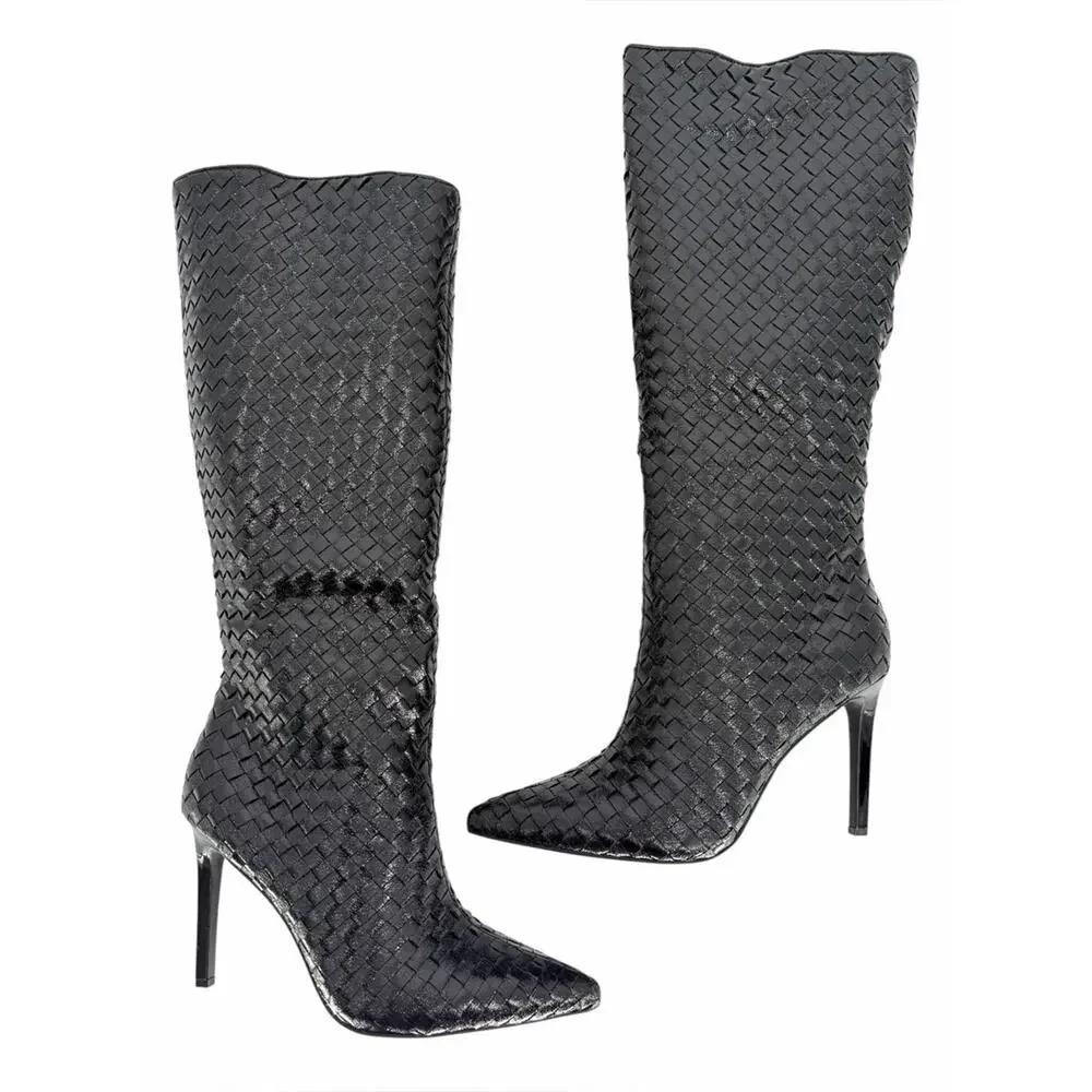 I.N.C. Savonia Black Woven Knee High Boots Womens - 7M